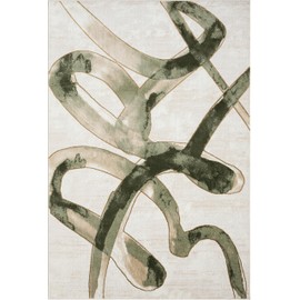 Beige Cream Green Graffiti Area Rug – 6' x 9' – Abstract Artistic Design – Ivy Collection – Non-Shedding, Fade-Resistant, Easy to Clean – Durable for High Traffic Areas – Living Room & Bedroom