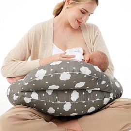 Momcozy Nursing Pillow for Breastfeeding, with Adjustable Waist Strap and Removable Cotton Cover, NP001 - Color: Grey