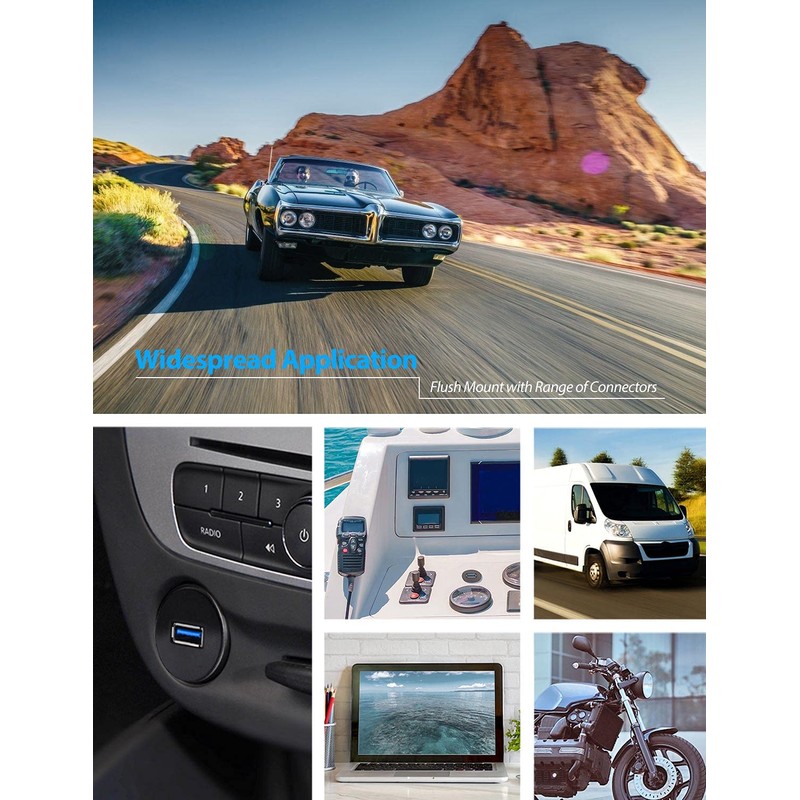 URWOOW Small USB 3.0 Male to Female AUX Flush Panel