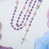 KIMUWHI Purple Catholic Rosary Necklace for Women, Simulated Pearl Prayer