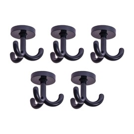 Gedotec Plastic Swivel Hooks, KITA - RAL 7016, Triple Hooks, Anthracite, Pack of 5, Undermount Coat Hooks, Hooks for Ceiling Wardrobe Nursery | Rotating Hook for Screwing