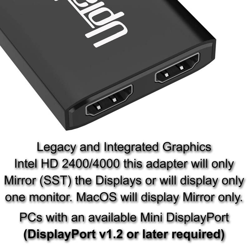 UPTab Mini DisplayPort to Dual HDMI 4K@60Hz Adapter Multi-Stream Transport