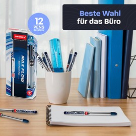 UNOMAX MaxFlow Ballpoint Pen - Ideal Blue Ballpoint Pen for Effortless Flow and Demanding Writers - Ensuring Gentle Blue Writing - Trace Free and Uninterrupted
