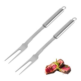 Stainless Steel Meat Forks - 13 Inch, 2 Pieces Large Two-Prong Forks for Cooking, Kitchen, Carving, Serving, BBQ