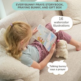 Tickle & Main Everybunny Prays Bunny Plush & Musical Prayer Toy for Christening Gifts for Girls - Pink, 7 in - Baby Dedication & Baptism Gifts for Girls with Illustrated Board Book