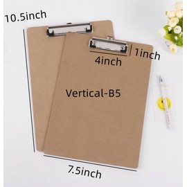 2 Pcs Clipboards with Low Profile Clip,Wood Clipboards Bulk,Office Clipboard Hardboard Drawing Clipboard,Back to School Teacher Classroom Supplies, School Supplies for College Students (Vertical-B5)