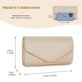 BAIGIO Women's Clutch Elegant Evening Bag Bridal Bag Clutch with Removable Chain Formal Handbag for Wedding Party Prom, A-gold, clutch