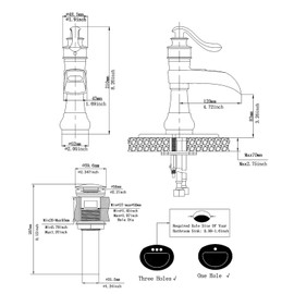 Black Bathroom Faucet Sink Waterfall Bath Faucets Single Handle Single Hole Deck Mounted Farmhouse Antique Commercial Matching Pop up Drain Stopper for Sink Supply Lines Hose Lead-Free by Bathfinesse