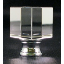 Lamp Finial-Crystal Cube Polished Chrome Base