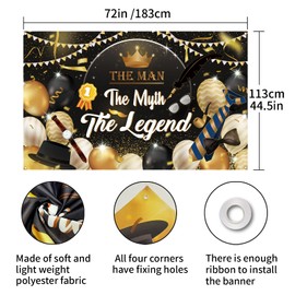 MELTELOT The Man The Myth The Legend Backdrop Banner,Large Size Fathers Day Banner,Best Dad Father's Day Background Banners Fathers Day Party Supplies,Happy Fathers Day Background Banner 6x4ft