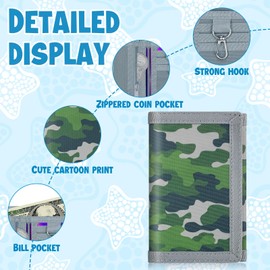 ZHONYEE Coole Brieftaschen für Teenager für Jungen und Mädchen mit Reißverschluss, Münzfach, Kartenschlitz, RFID-dreifach gefaltet, Leinen, Outdoor, schönes Design, magischer Aufkleber für 12–16