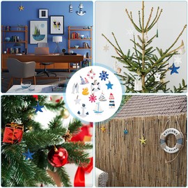 ieron 13 Pieces Nautical Hanging Ornaments, mini Maritime Pendant Decoration Anchor Life Ring Sea Star Sailboat for Coastal Christmas Summer Tree Wall Fishing Net Decor Beach Craft Home Decor