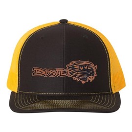 Maddmax Car Art Plymouth Duster Twister Logo Laser Engraved Leather Patch Richardson 112 Snapback Trucker Hat Cap Black/Gold, Small-X-Large