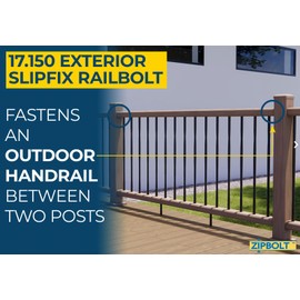 Zipbolt 17.150 Exterior Slipfix Railbolt — Epoxy Coated Staircase Handrail Post to Post Fastening Solution, Easy Residential and Commercial Installation, New Construction and Remodels — 1 Double Pack