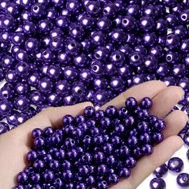 XIANNVXI 500Pcs Purple Pearl Beads for Jewelry Making 8mm Purple Round Beads with Hole for Bracelets