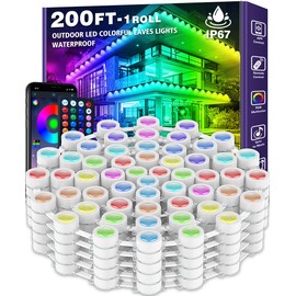 200FT Permanent Outdoor Lights,RGB Eaves Lights with App Control Remote,DIY Scene Modes IP67 Waterproof Outdoor Under Eave Lighting,Outdoor Lights for Outdoor Decor,Garden Decor,House,Party,Holiday