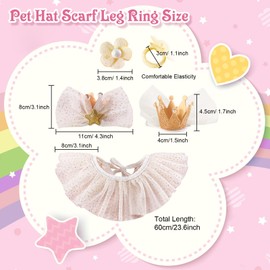 Pet Birthday Hat Scarf Set Puppy Princess Costumes Dog Glitter Bowties Hat Sequin Bandana Cute Lace Cat Outfit Flower Dog Leg Ring Pet Party Supplies