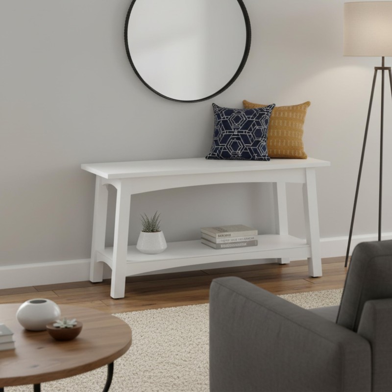 Craftsbury 36-Inch Solid Wood Entryway Bench with Storage Shelf –