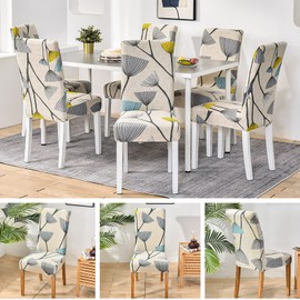 TEERFU 4 x Removable Stretch Spandex Dining Chair Slipcovers Protector, Super Fit Banquet Chair Seat Cover for Hotel and Wedding Ceremony, Washable