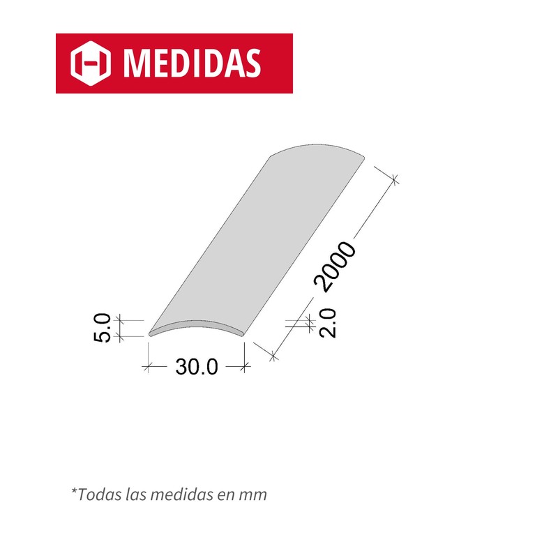 Gedotec transition profile curved., 30 x 2000 mm