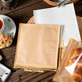 LOEQIAN LOEQIAN 300 Pack Grease-proof To Go Donut Bags, Bakery Bags with Window, 7.5 x 7 Inches Flat Kraft Paper Bag for Packaging Baked Goods Cookie Cake Bread Sandwich Candy Snack Donut