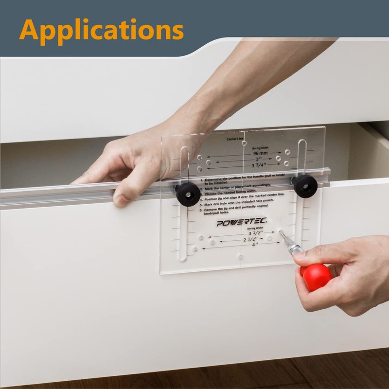 POWERTEC 71376 Cabinet Hardware Jig Kit, Drilling Guide for Installation