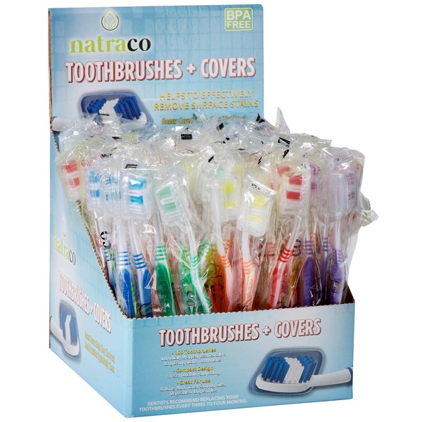 Bulk Toothbrush Pack with Hygienic Covers | Premium Quality Individually Wrapped Colorful Tooth Brushes | Medium Soft Bristles Perfect for Travel Packages, Donations, Hotels (100 Pack)