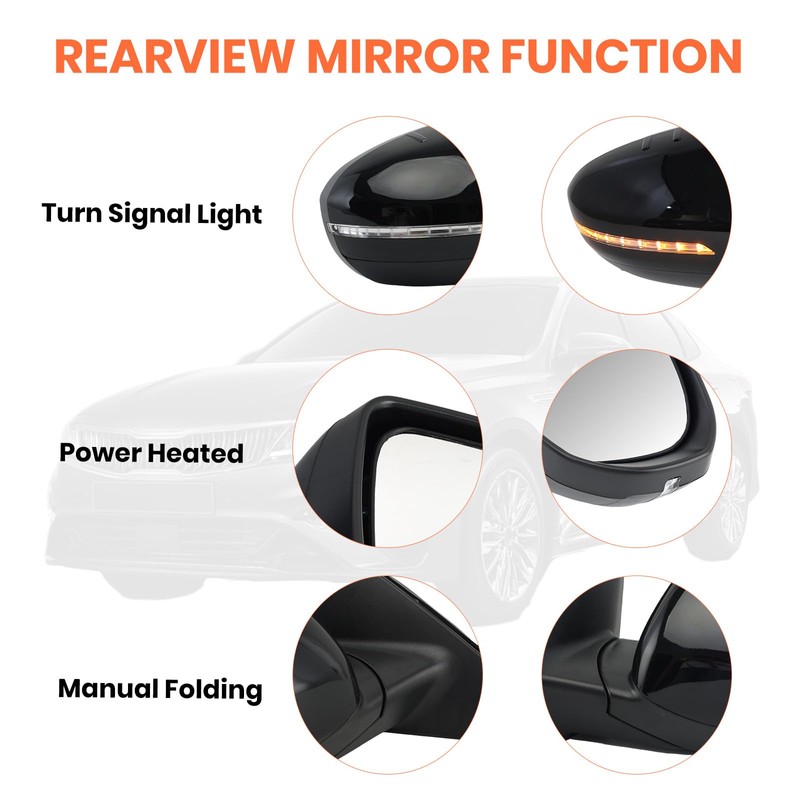 Left Driver Mirror Compatible with 2014 2015 Kia Optima Mirrors