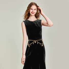 Gold Waist Chain,Double Layer Women Gold Chain Belt,Adjustable Waist Chain Gold,Gold Belt Chain with Sun Stars and Moon,Fashion Skinny Waistband for Dresses and Jeans (Gold)