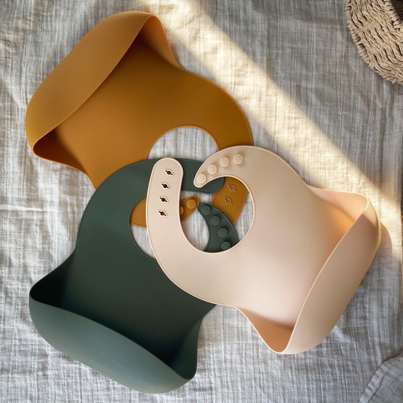 Moonkie Silicone Baby Bibs Set of 3, BPA Free Waterproof