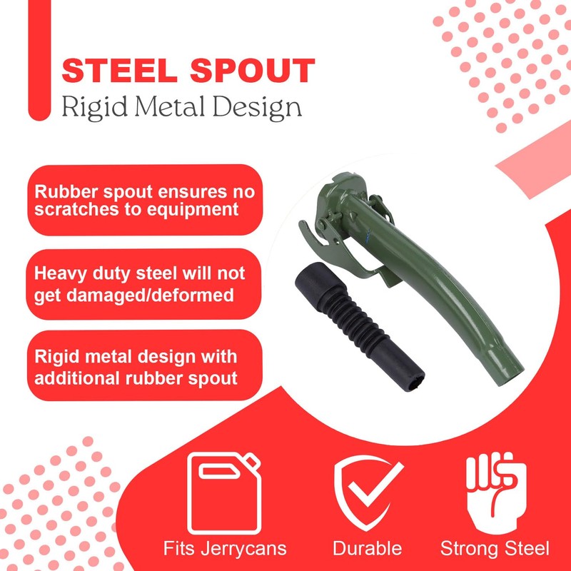 Steel Spout with Rubber Spout - Green Rigid Metal Design,