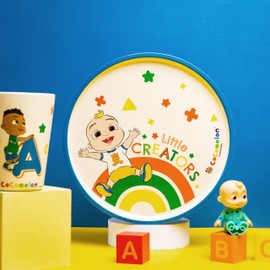 Zak Designs CoComelon Kids Dinnerware Set 3 Pieces, Durable and Sustainable Melamine Bamboo Plate, Bowl, and Tumbler are Perfect for Dinner Time with Family (JJ, Cody, Nina)