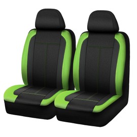 PIC AUTO - Fundas de asiento delantero bajo para coche, diseño de malla de fibra de carbono deportivo, ajuste universal, compatible con airbag (verde)(SC-PP03-GRN4)