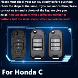 Cavlobe Zinc Alloy Key Fob Cover,Keychain,Full Protection Car Key Case for Honda Smart Keyshell Accessories(NO.036 Black)