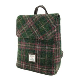 Glen Appin OF SCOTLAND Harris Tweed Tummel Backpack/Rucksack LB1213 (Col 107 Green Plum Check)