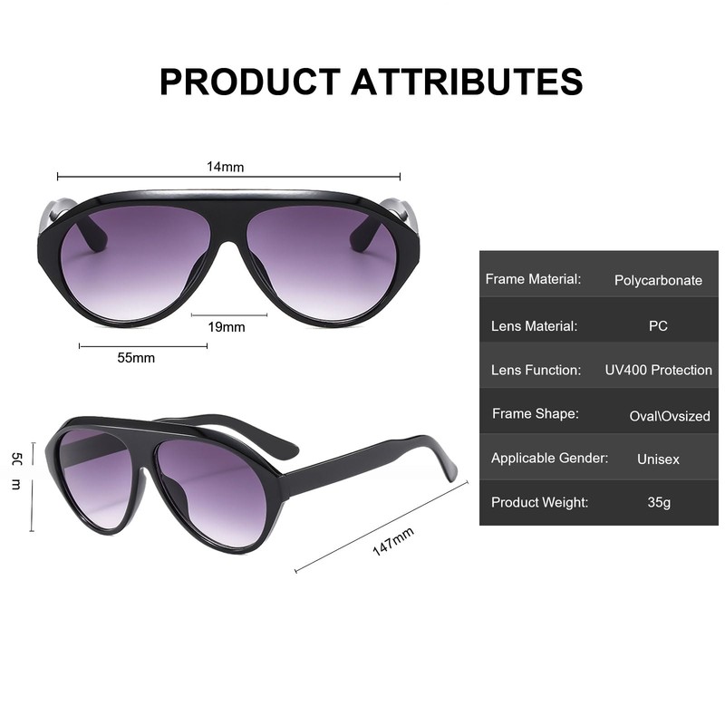 Long Keeper Trendy Oversized Sunglasses for Men and Women Oval