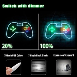 Gamepad Neon Sign Joystick Neon Light for Gamer LED Neon Sign for Wall Decor Dimmable LED Neon Light for Gamer room decor Man Cave Wall Art 16.5 * 10IN