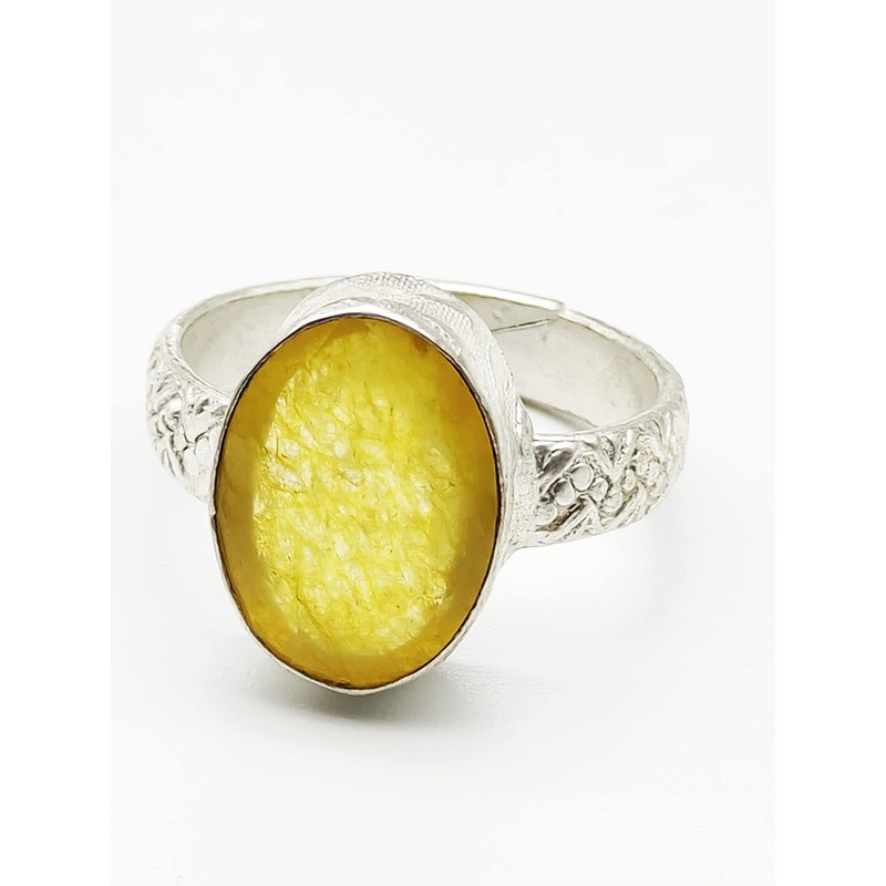 Natural Yellow Sapphire Adjustable Ring 7.25 CARAT Pukhraj Gemstone Panchdhatu