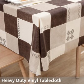 TruDelve Heavy Duty Vinyl Tablecloth Plastic Table Cloth Waterproof Wipeable PVC Table Cloth Square Table (54'' x 54'', Lattice-2)