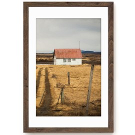 Fun Memories 24 x36 Poster Frames, 24x36 Solid Wood Picture Frame, Photo Frame 20x30 with Mat or 24 x 36 Without Mat, 24x36 Large Picture Frame with Tempered Glass for Wall Mount, Walnut, 1 Pack