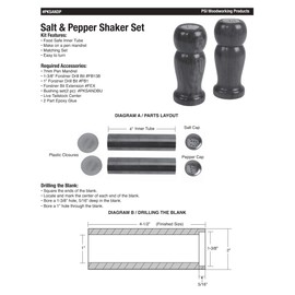 Penn State Industries PKSANDPSS Salt & Pepper Shaker Set Kit Starter Package Woodturning Project