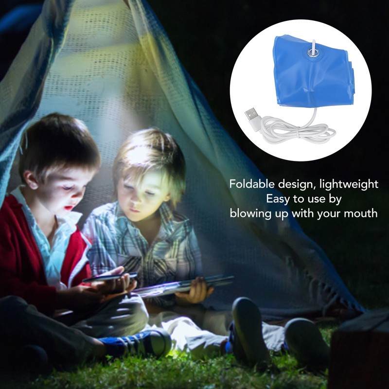 2PCS Inflatable Camping Light Portable Foldable Inflatable USB Charging Monochromatic