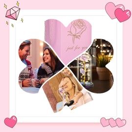 Glass Dome Rainbow Artificial Eternal Rose - Ideal Gifts for Women: Mom Birthday, Mothers Day, Wife, Daughter Presents.