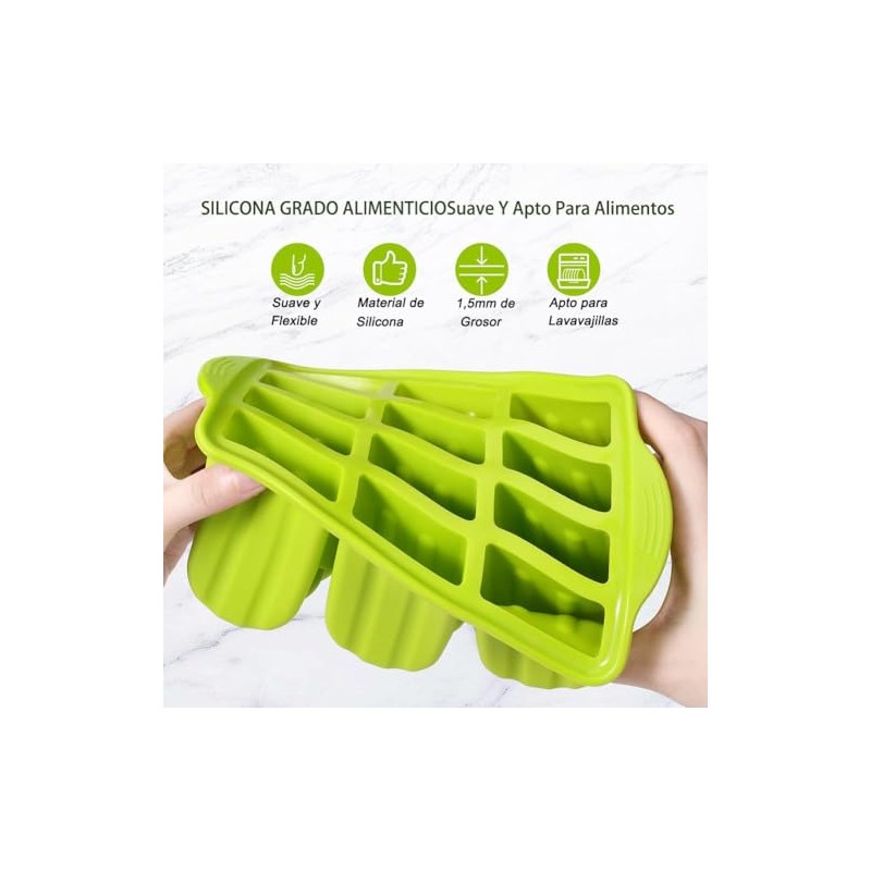 Moldes para Paletas de Hielo Silicona 12 Cavidades, Molde de