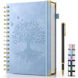 Smarpau Journal Notebook A5, 240 Pages Wirebound Spiral Notebook with 100gsm Lined Paper, Journals for Women Men School Office Travel Writing, 14.5 x 21cm - Light Blue