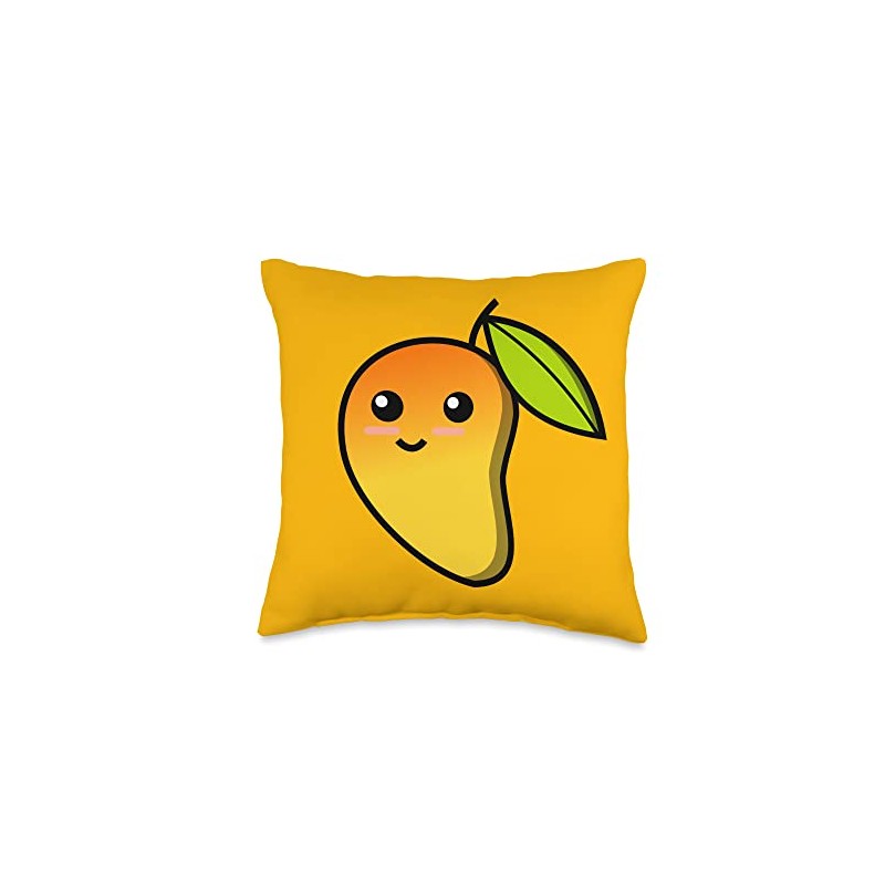 Happy Adorable Cute Orange Mango Throw Pillow