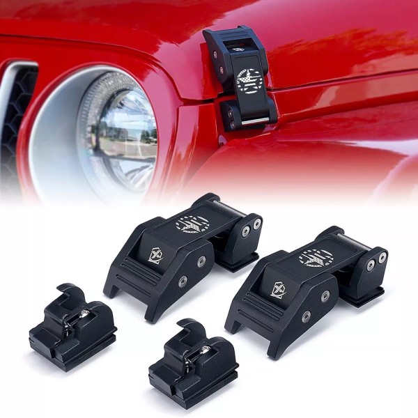 Xprite Aluminum Locking Hood Latch Catch Kit Black for 2007-2024