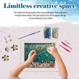 CIYOJA DIY Mosaic Kit for Adults – Complete Glass Mosaic Craft Kit with Sea Glass, Resin, Frame – Easy Resin & Stained Glass Art Starter Set for Beginners & Adult Creative Projects (Turtle Design)