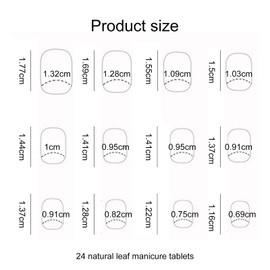 Aikeis Pack of 24 Nail Stamping Short Square Print on False Nails with Green Leaves Stick on Nails Acrylic Nails Sea Green