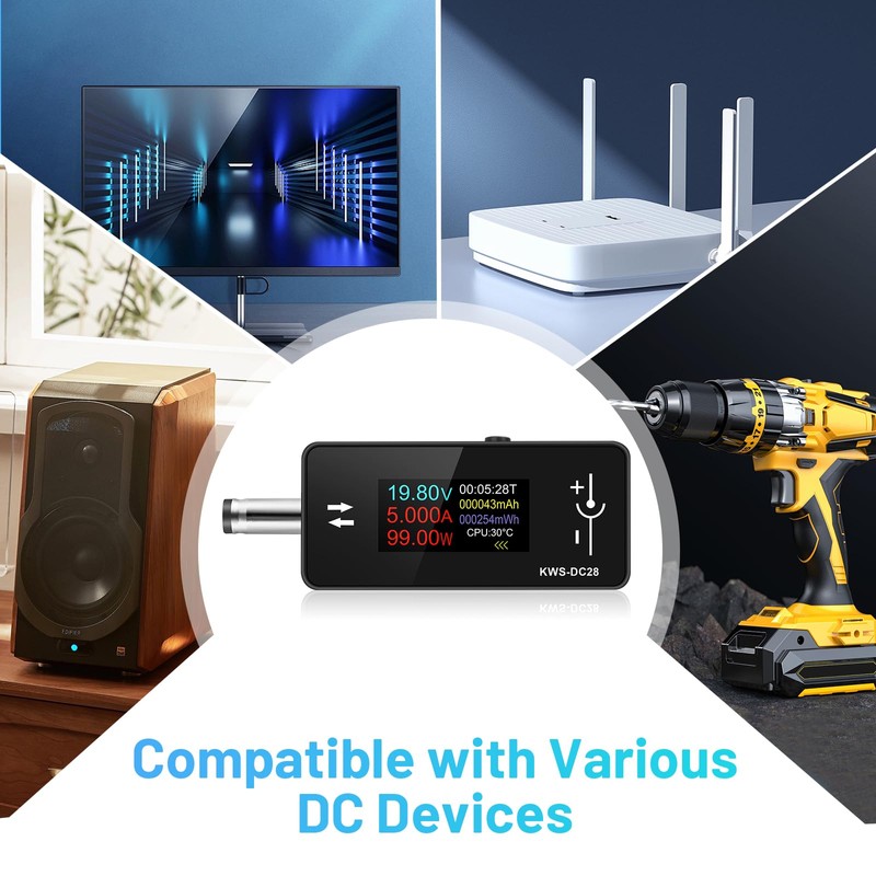 diymore Tester Meter, DC 5.5 x 2.5 Interface Tester, Digital